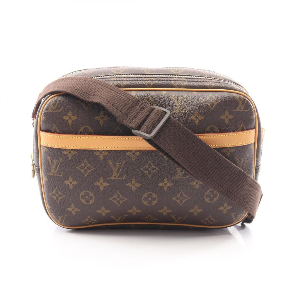 Louis Vuitton Reporter Monogram Canvas Leather Shoulder Bag Brown